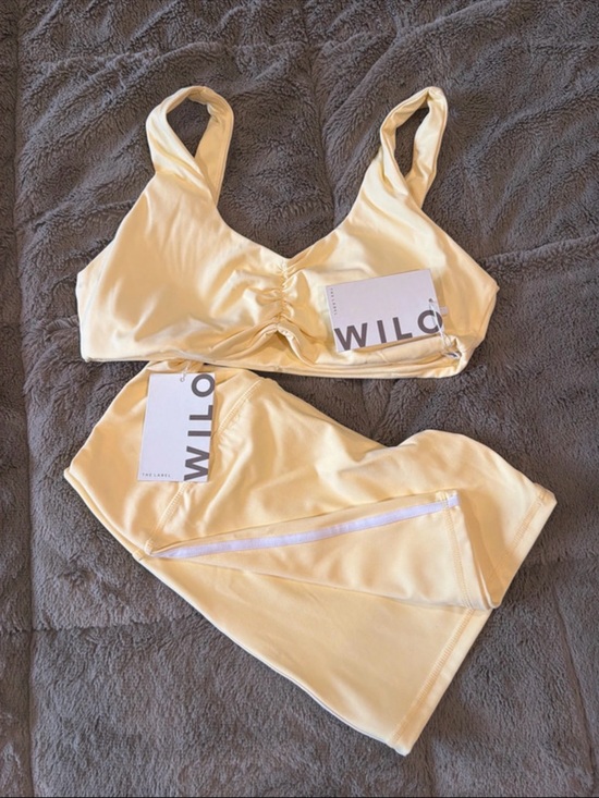 Wilo The Label Pants - Wilo Women's Pale Yellow Ruched Bralette and Short Set